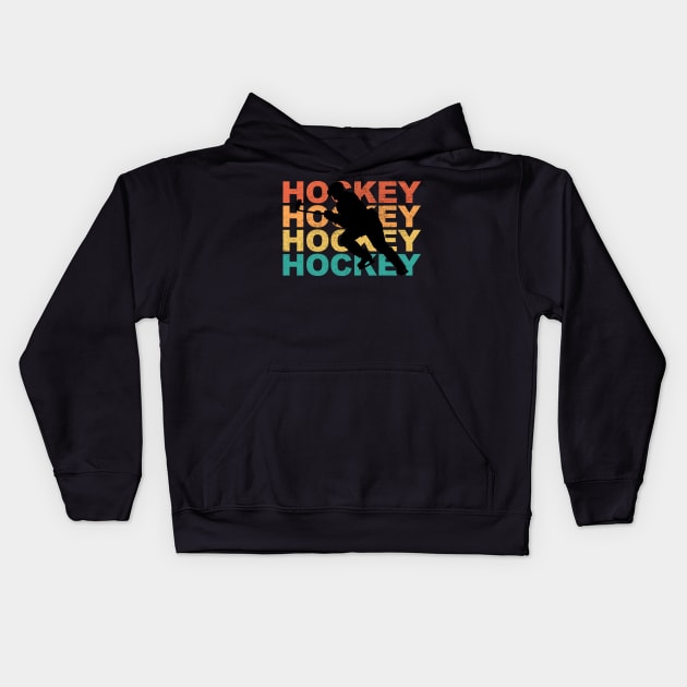 Retro Hockey Gift For Hockey Players Kids Hoodie by DragonTees